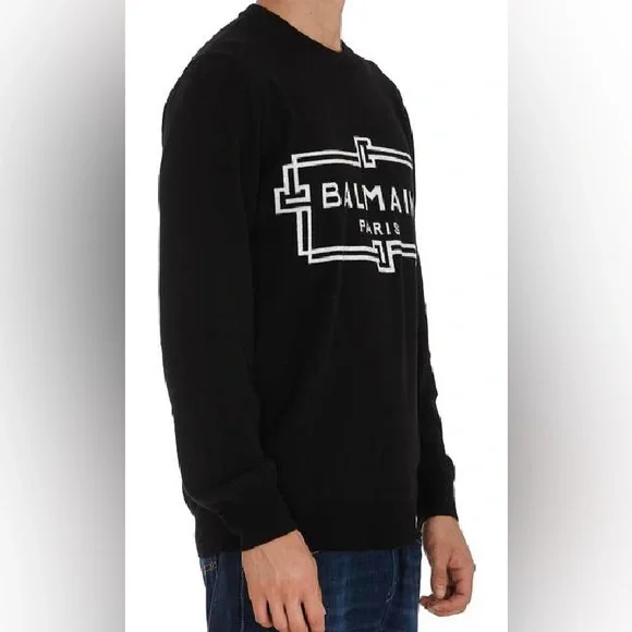 Balmain Logo Knit Crewneck Wool Sweater Sz XXL - Picture 3 of 8